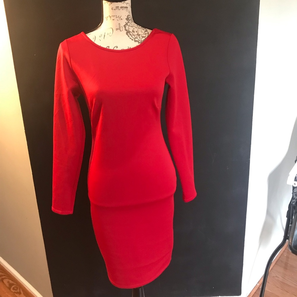 Scarlet red long sleeved dress. size M